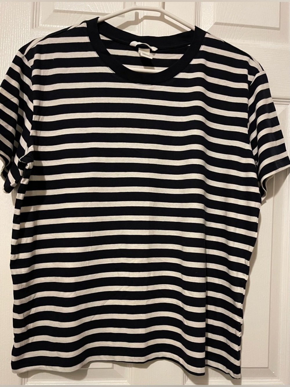 H&M Navy and White Striped Crew Tee
